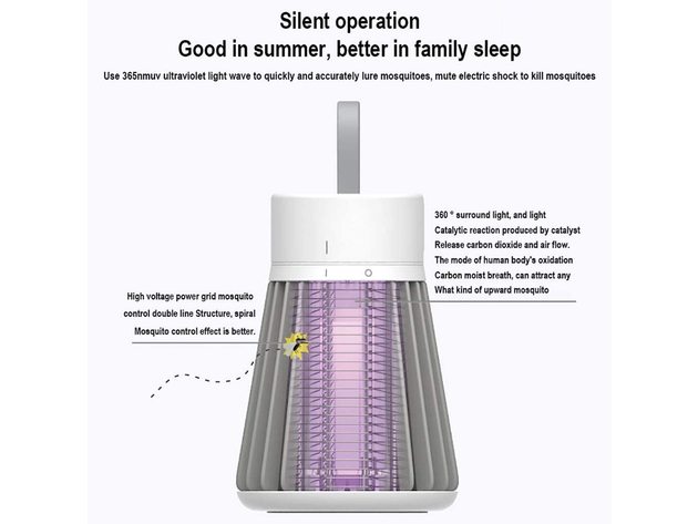 Renewgoo Mosquito Killer Lamp Home Electric USB Powered Shock Anti-Mosquito Insect Repellent Fly Silent Catcher Zapper LED, Indoor or Outdoor