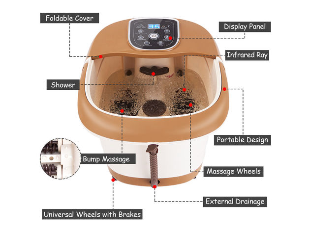 All-in-One Heat Bubble Vibration Foot Spa Bath Massager 