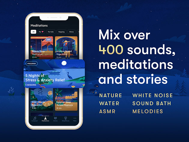 Relax Melodies Sleep & Relaxation App: 1-Yr Subscription