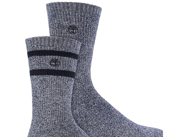 Timberland Men's 2-Pk. Marled Striped Boot Socks Black Size Regular
