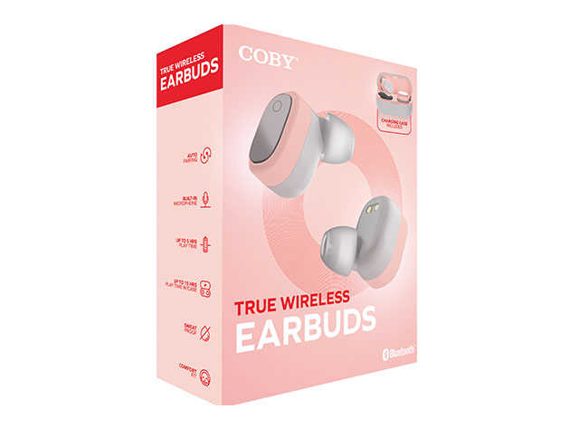 Coby True Wireless Earbuds (White/Pink)