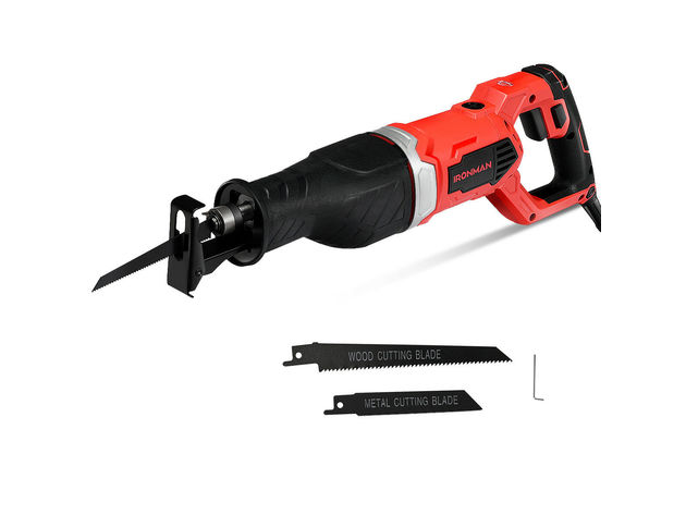 Costway Electric Reciprocating Saw Handheld Wood & Metal Cutting Tool Kit w/ 3 Blades 