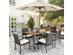 Costway 7 Piece Patio Rattan Dining Set Chair Wooden Table Top W/Umbrella Hole 