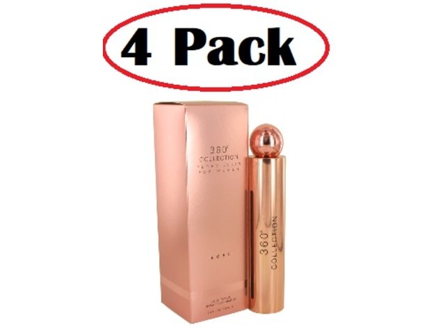 4 Pack of Perry Ellis 360 Collection Rose by Perry Ellis Eau De Parfum Spray 3.4 oz