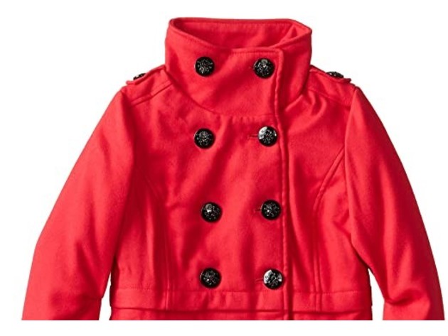 Jessica Simpson Womem Big Girls Faux Wool Military Coat Red Size 14