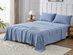 Kathy Ireland 4 Piece Heathered Jersey Knit Cotton Sheet Set (King/Light Blue)