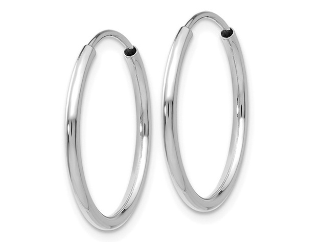 Small Hoop Earrings in 14K White Gold 3/4 Inch (1.50 mm)