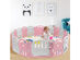 18-Panel Baby Playpen Kids Activity Center Playard w/Music Box & Basketball Hoop - Pink, Gray
