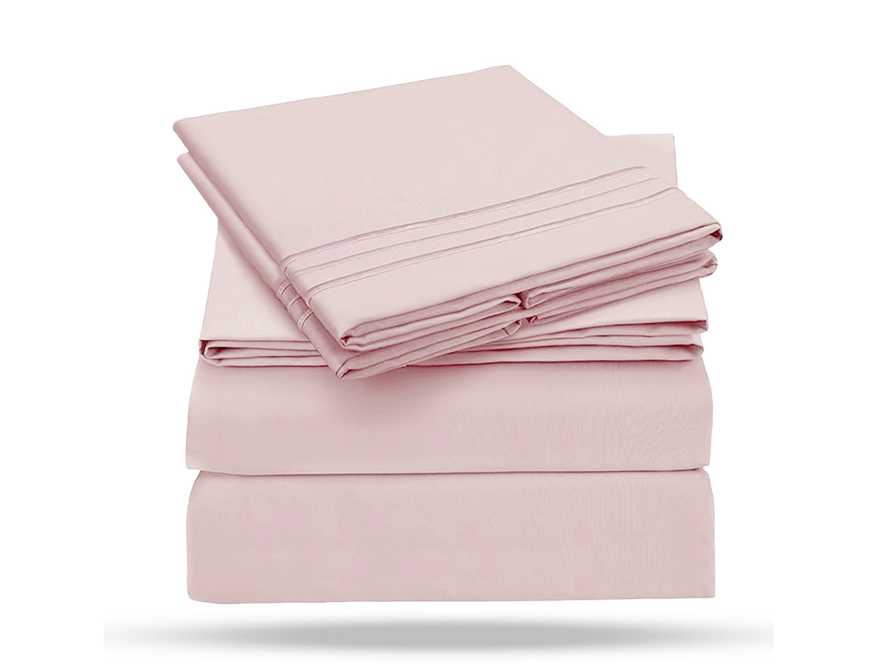 The Luxe 4-Piece Microfiber Bed Sheet Set (Pink/Full)