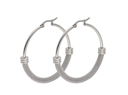 Silver Mesh Hoop Earrings