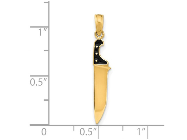 14K Yellow Gold Butcher Knife Charm Pendant Necklace with Chain
