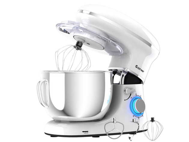 Costway 6.3 Quart Tilt-Head Food Stand Mixer 6 Speed 660W White - white