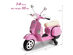 Kids Vespa Scooter, 6V Rechargeable Ride on Motorcycle w/Training Wheels - Pink