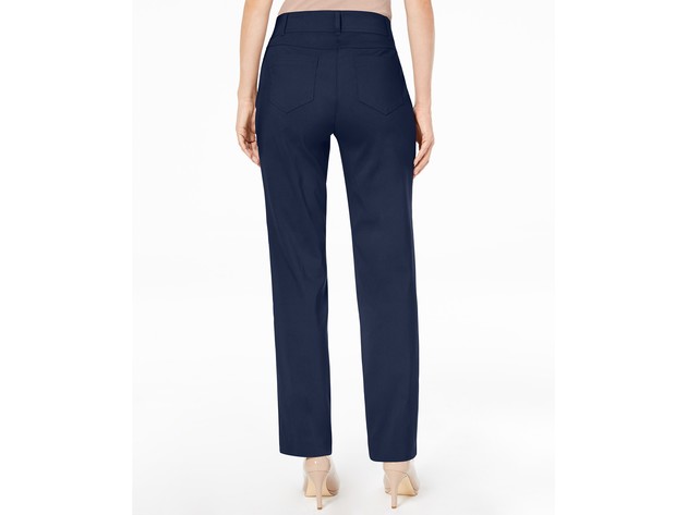 JM Collection Women's Regular Curvy-Fit Straight-Leg Pants Navy Size 8L