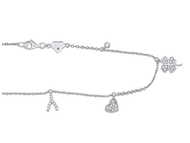1/5 Carat (ctw G-H, I2-I3) Accent Diamond Lucky Charm Bracelet in Sterling Silver