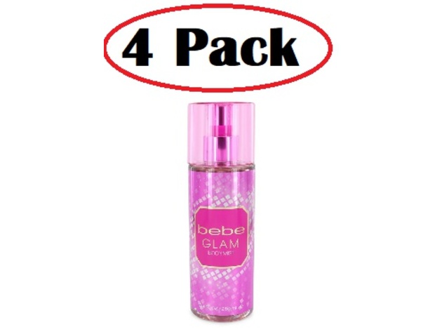 4 Pack of Bebe Glam by Bebe Body Mist 8.4 oz