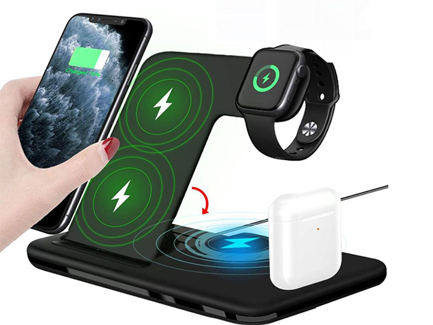 Wireless Charger Stand for iPhone, Apple Watch, & AirPods (White)