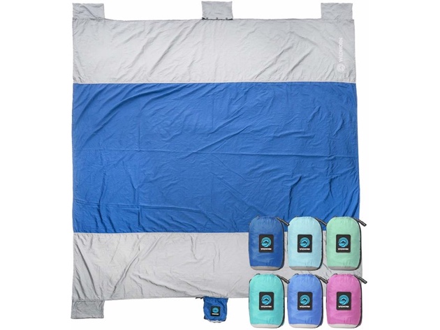 WildHorn Outfitters Sand Escape Beach Blanket, Nylon Mat, 7'x9' - Dark Blue