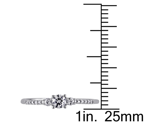 Created White Sapphire 1/3 Carat (ctw) Ring with Diamonds in Sterling Silver - 9