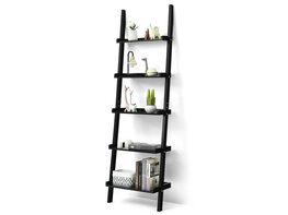 Costway Ladder Shelf 5-Tier Plant Stand Wall-leaning Bookcase Display Rack - Black