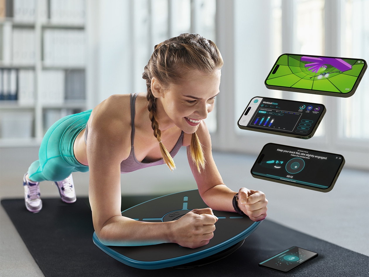 GoBalance Sport App-Enabled Balance Board & Yoga Roller Bundle