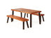 Costway 3 Piece Picnic Table Set Acacia Wood Table Bench with Steel Legs Outdoor Patio Red Brown + Dark Brown