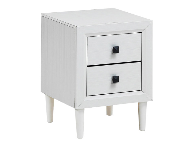 Costway Nightstand End Bedside Coffee Table Wooden Leg Storage Drawers - White