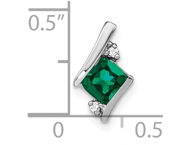 1/2 Carat (ctw) Lab-Created Emerald Pendant Necklace in Sterling Silver with Chain