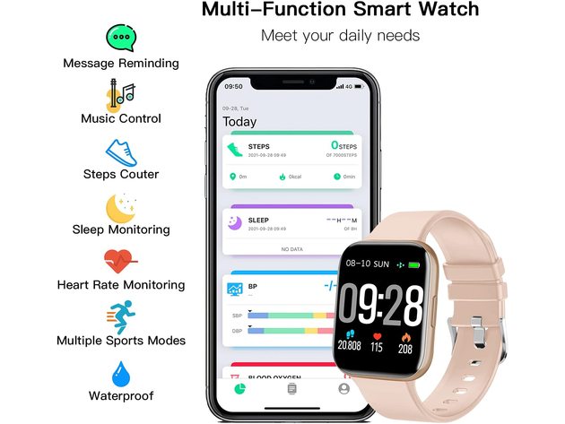 IP68 Waterproof Smart Watch with 1.69" Touchscreen