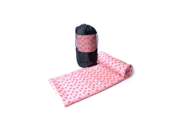 Non-Slip Yoga and Pilates Towels with Bag (Pink) - Product Image