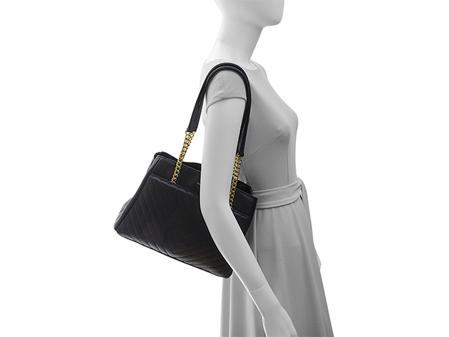 Karl Lagerfeld Charlotte Black & Gold Leather Tote (Store-Display Model)