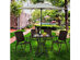Costway Outdoor Patio Rattan Wicker Bar Square Table Glass Top Yard Garden Furniture Mix Brown