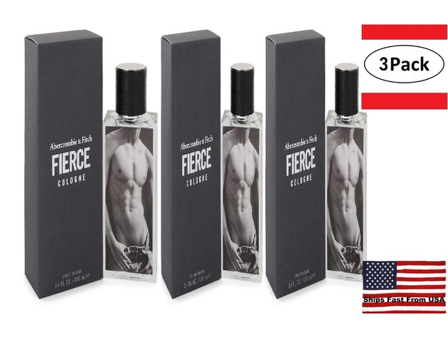 3 Pack Fierce by Abercrombie & Fitch Cologne Spray 3.4 oz for Men