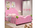 Costway Kids Children Upholstered Platform Toddler Bed Bedroom Furniture Berry Pattern - Pink