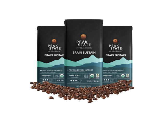 BRAIN SUSTAIN Light Roast Coffee - 4 x 12oz Bag (88 Cups) / Pre-ground (Drip)