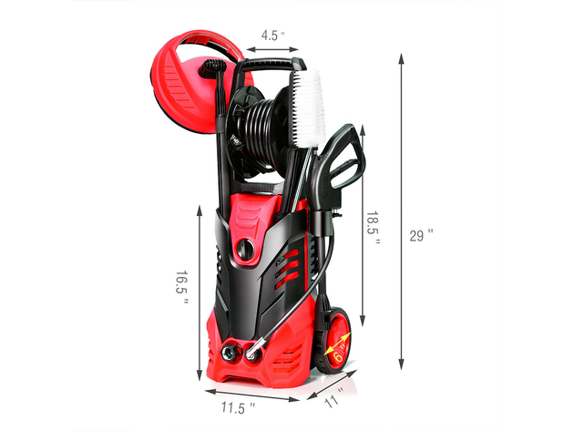 3000PSI Electric High Pressure Washer Machine 2 GPM 2000W w/ Deck Patio Cleaner Red/Black