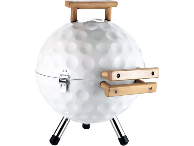 Golf-Shape BBQ Charcoal Grill with Wooden Handle and Stand for Camping