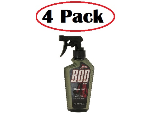 4 Pack of Bod Man Uppercut by Parfums De Coeur Body Spray 8 oz