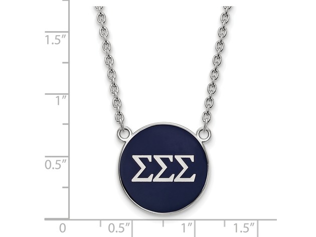 Sterling Silver Sigma Sigma Sigma Large Enamel Necklace