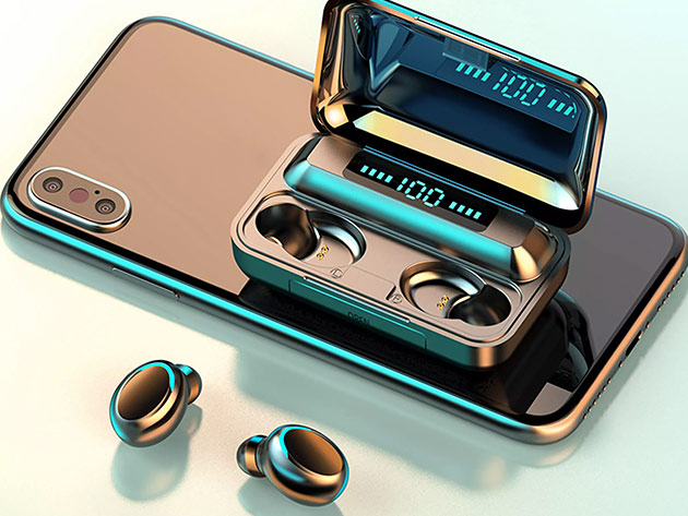 Flux 7 TWS Earbuds with Wireless Charging Case & Power Bank (Black)