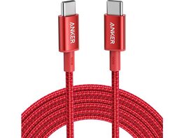 Anker New NylonUSB-C to USB-C 100W Cable (10 ft) Red