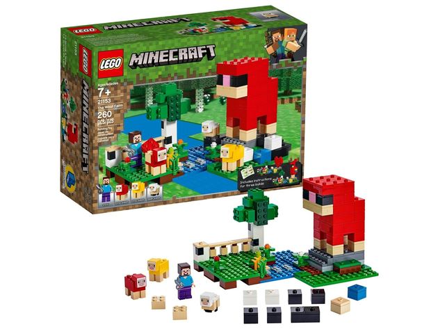 LEGO Minecraft The Wool Sheep and Steve Minifigure Farm Building Kit, 260 Pieces