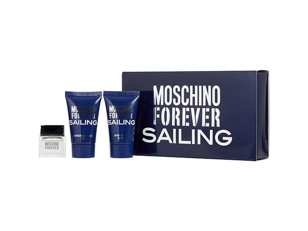 MOSCHINO FOREVER SAILING by Moschino EDT .17 OZ MINI & AFTERHAVE BALM .8 OZ & SHOWER GEL .8 OZ for MEN ---(Package Of 5)