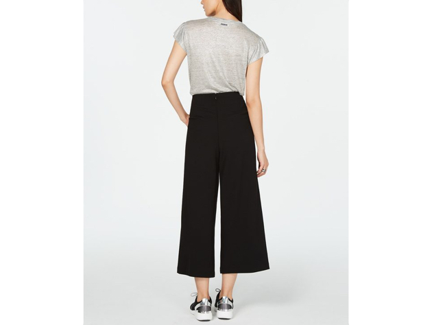 Michael Kors Women's Wide-Leg Cropped Pants Black Size Extra Large