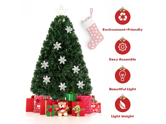 Costway 3FT Pre-Lit Fiber Optic Christmas Tree Multicolor Lights - As pictures show
