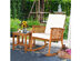 Costway 2 Piece Acacia Wood Patio Rocking Chair Set Cushioned Coffee Table - Teak