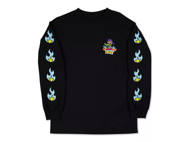 Neff Men's Duck Flames Logo Graphic T-Shirt Black Size X-Large