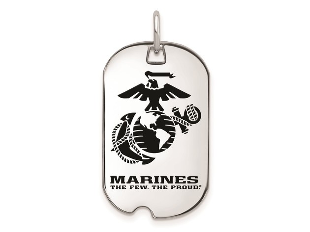 Sterling Silver U.S. Marine Corps Epoxy Dog Tag Pendant