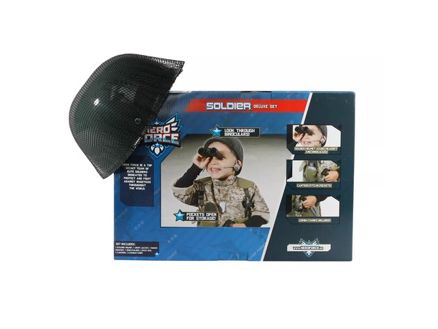 Hero Force Soldier Deluxe Set, Canteen Fits In Pockets, Pockets Open for Storage, One Size Fits Most, Black (New Open Box)
