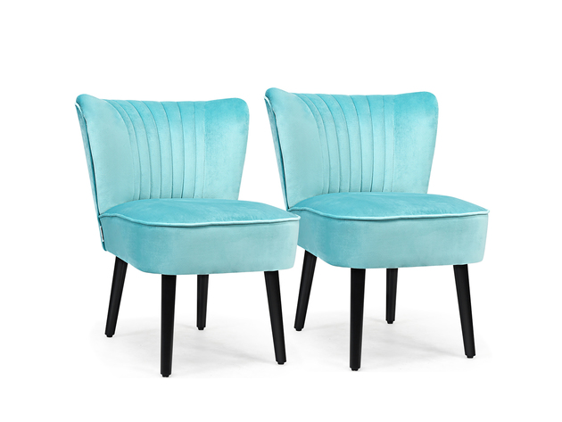 Costway Set of 2 Armless Accent Chair Upholstered Leisure Chair Single Sofa - Turquoise
